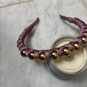 Anthropologie Gold and Mauve Beaded Headband
